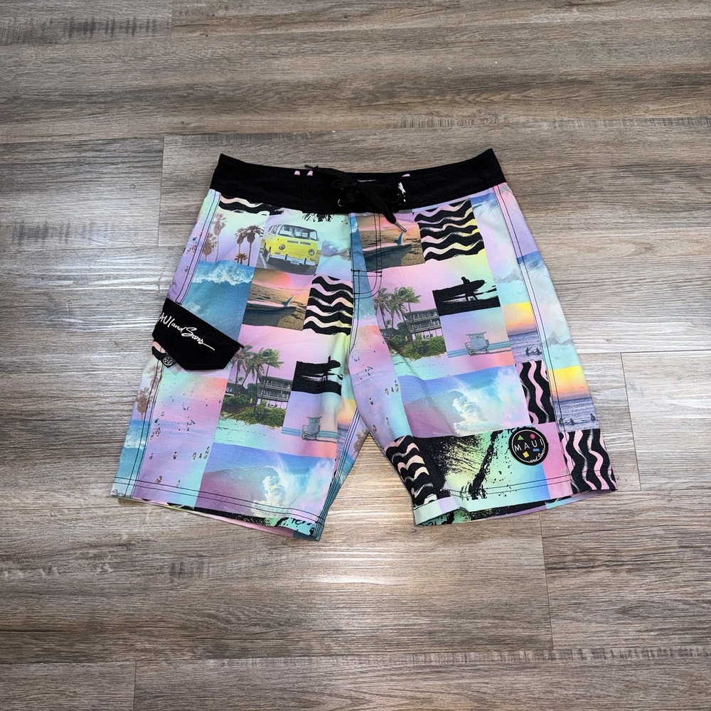 Maui and Sons Shorts Mens 30 Board Swim Trunks Multicolor Surfing Beach Leisure
